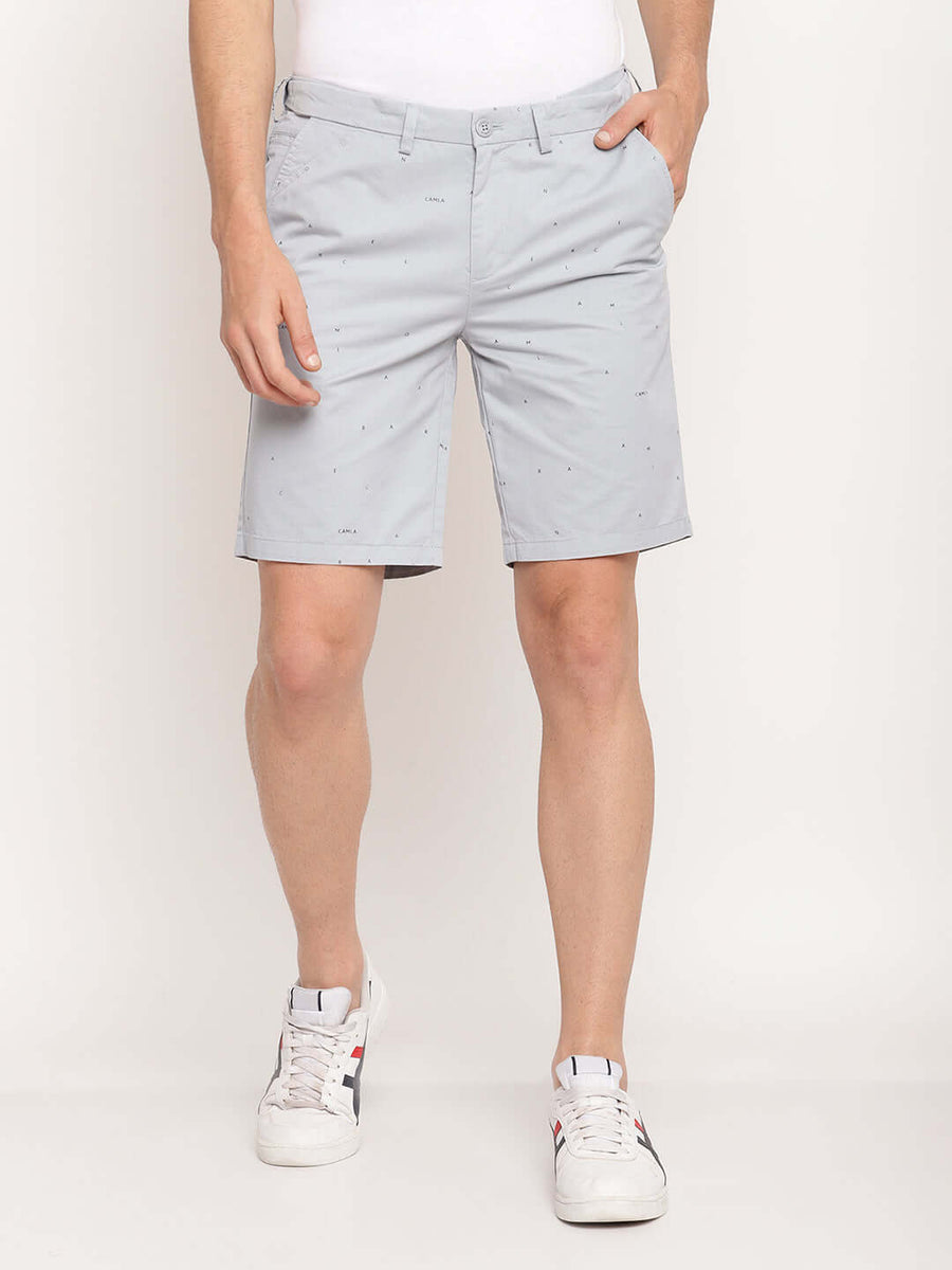 Camla Barcelona Men Letter Print Sky Blue Shorts