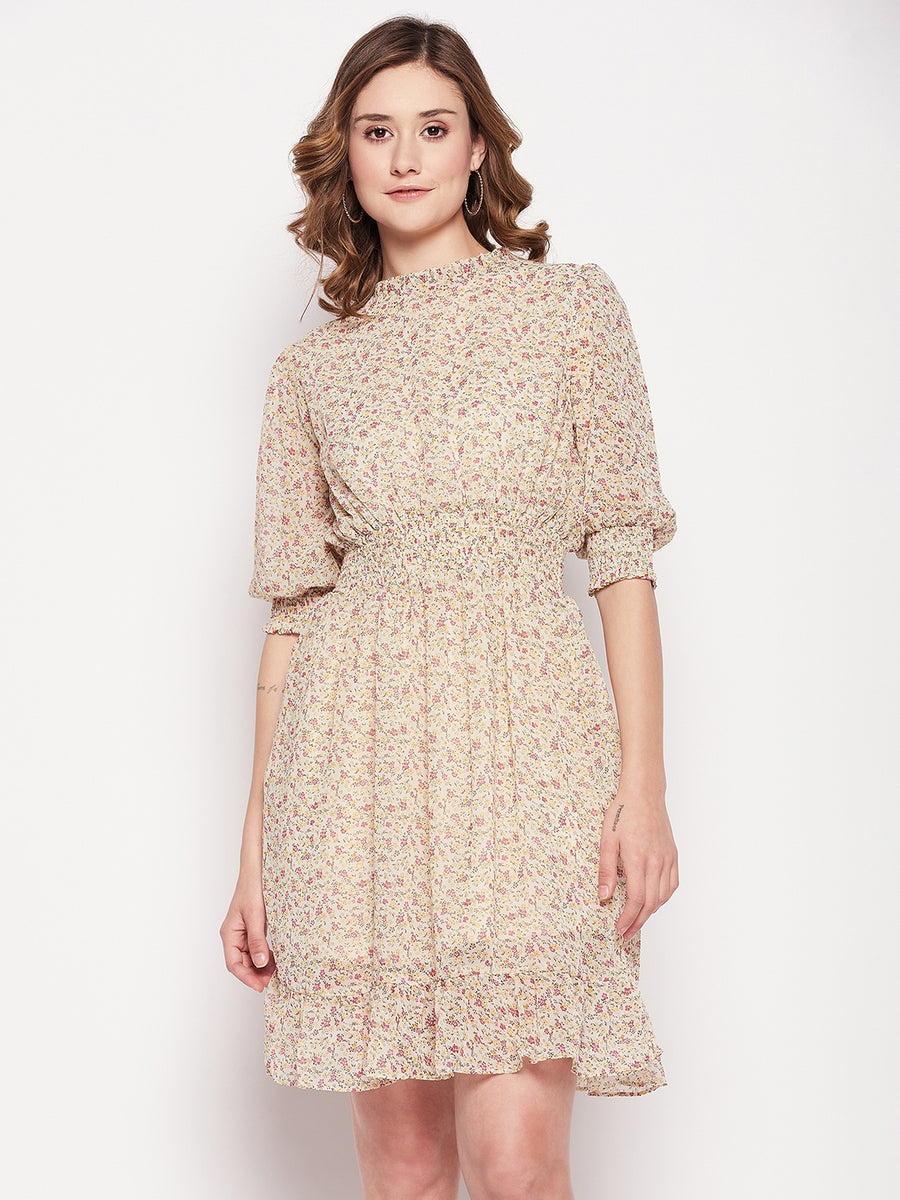 Camla Yellow Floral Dress For Women