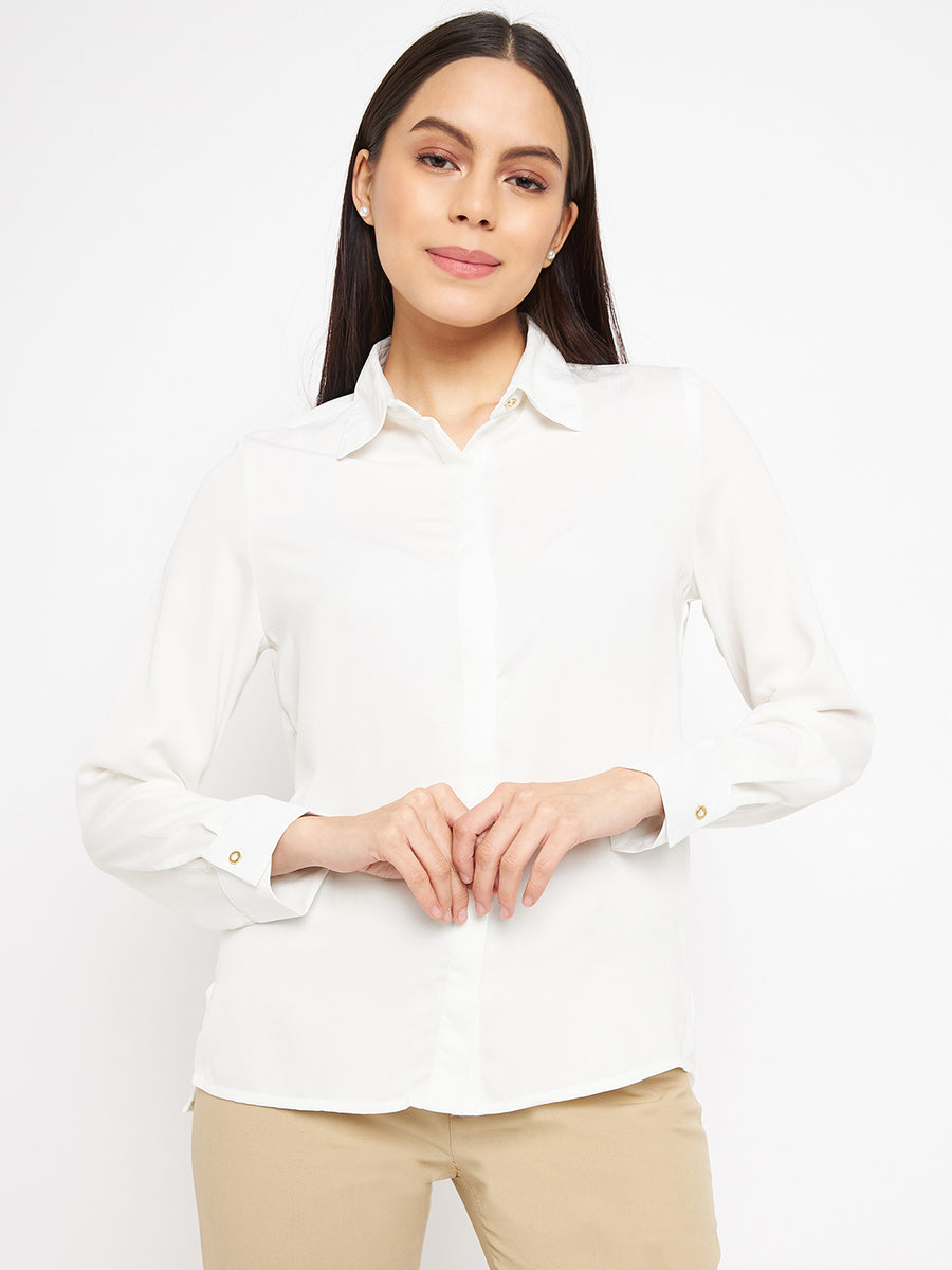 Madame  White Solid Shirt