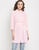 Madame  Pink Solid Long Shirt