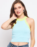 Madame Turquoise Halter Neck Fitted Top