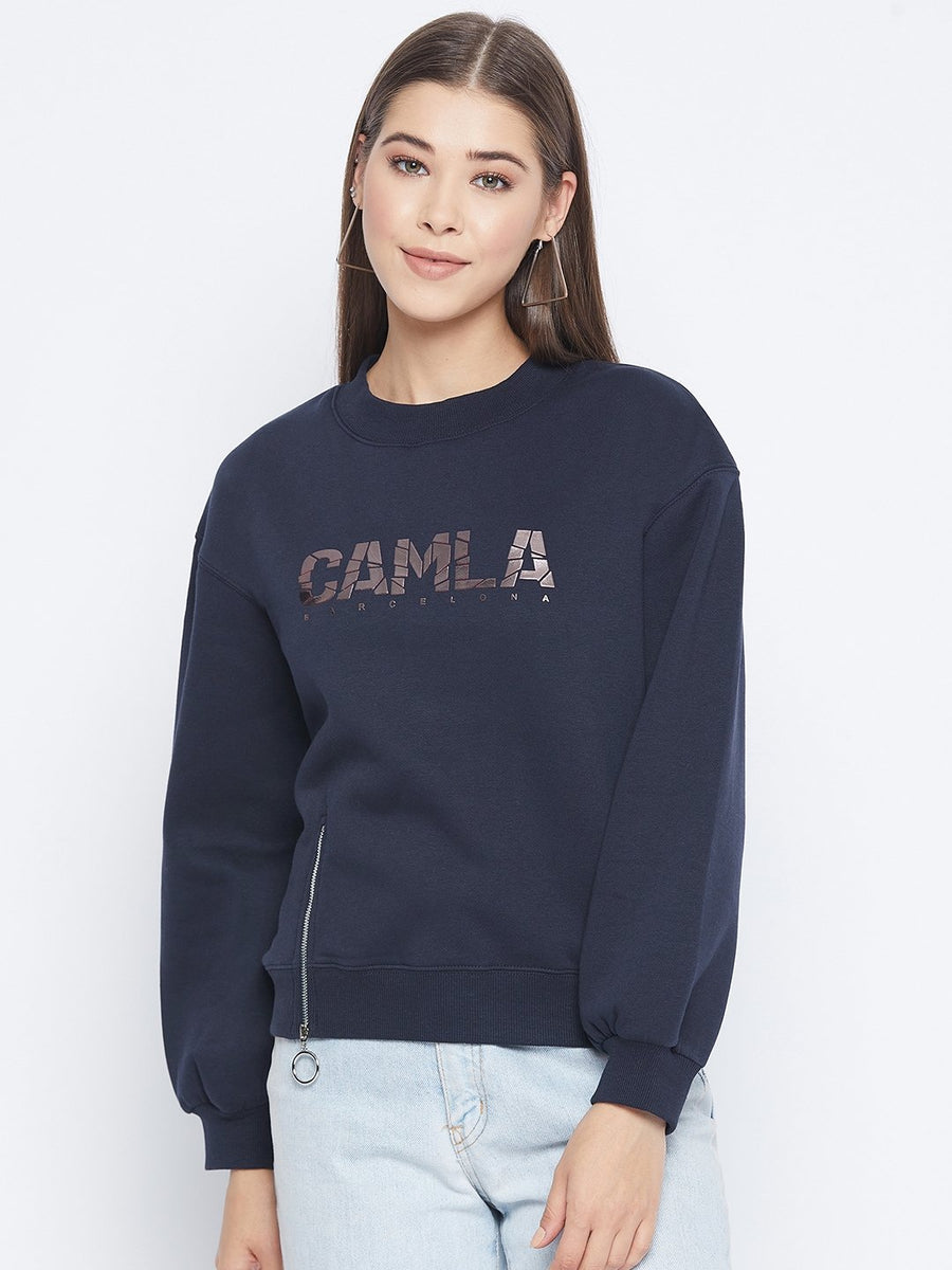 Camla Women Navy Sweat-Shirt