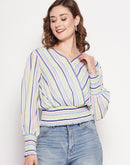 Camla Barcelona Striped Yellow Wrap Top