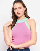 Madame Pink Halter Neck Fitted Top