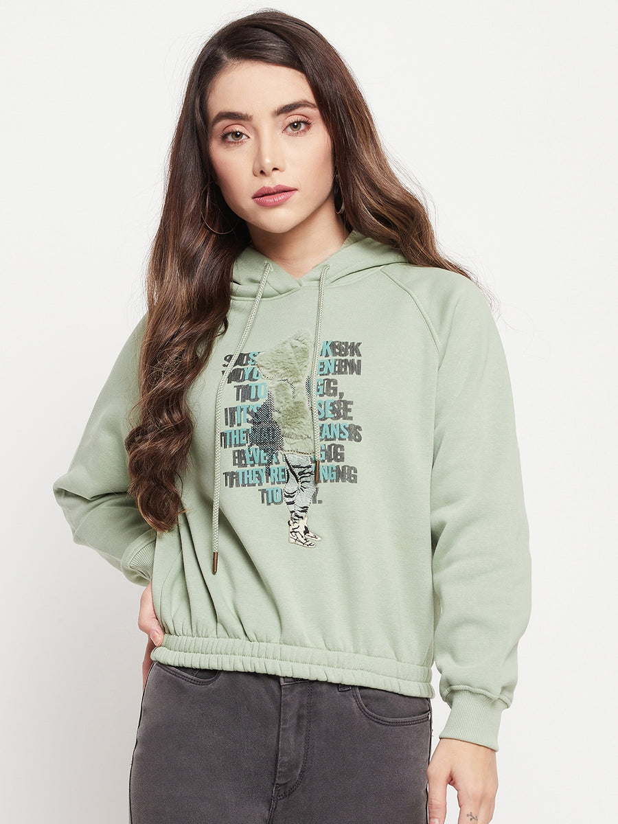 MADAME Printed Drawstring Sweatshirt for Women