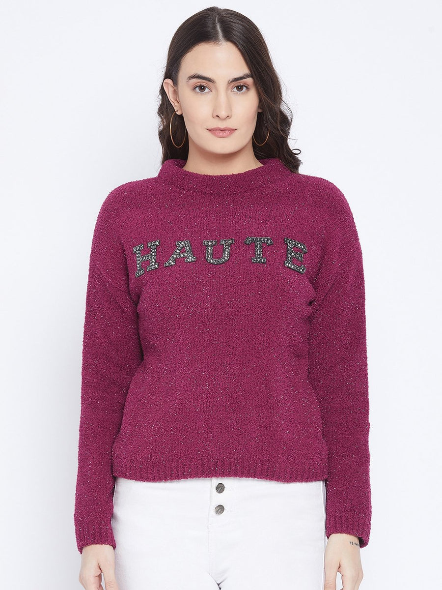 Madame  Wine Textured Sweater