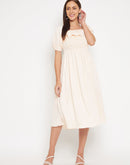 Camla Barcelona Women Beige Solid Fit & Flare Dress