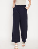 MADAME Relaxed Fit Navy Palazzo Pants