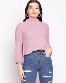 Madame  Mauve Crop Solid Sweater