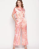 Camla Barcelona Abstract Print Peach Co-Ord Set