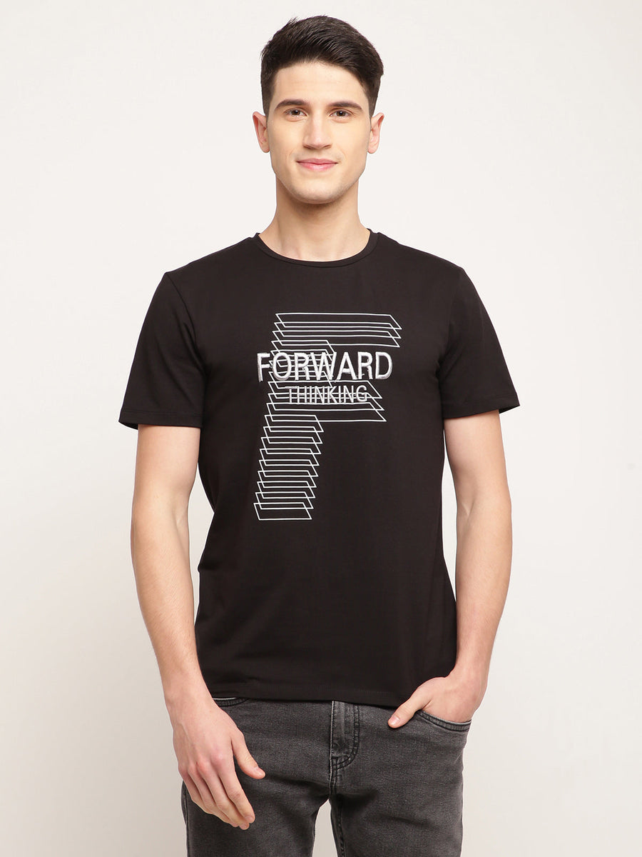 Camla Men Crew Neck Black T-Shirt