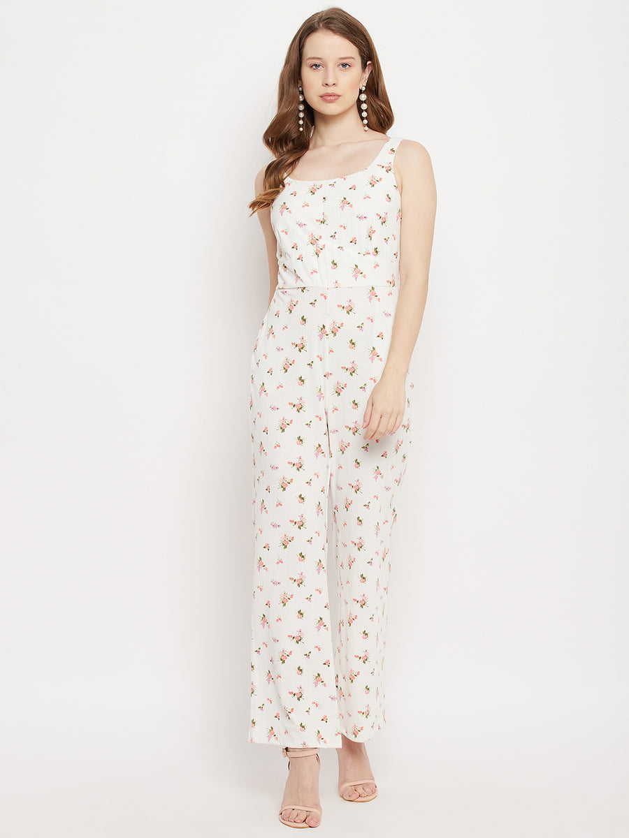 Madame  Off White Floral Jumpsuit
