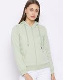 Madame  Light Green Hooded Sweatshirt