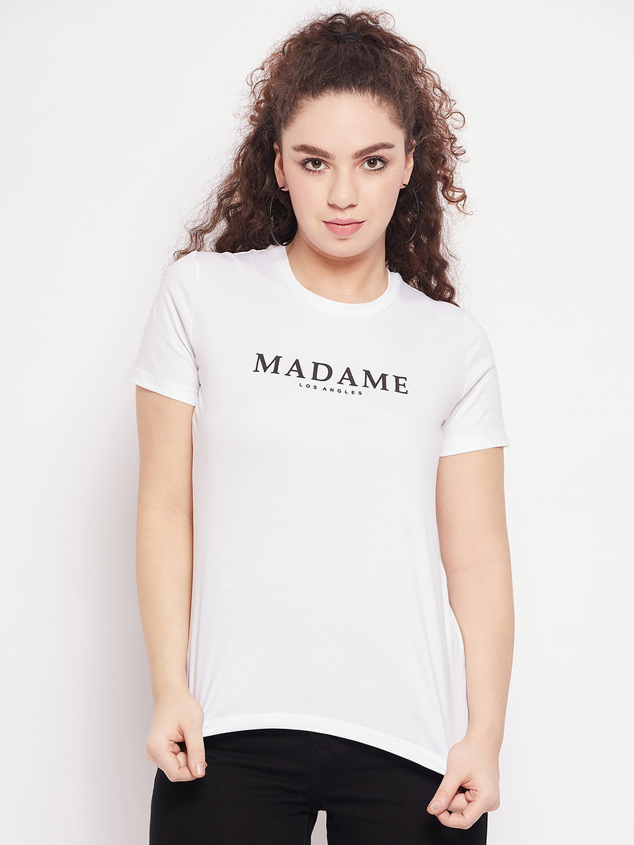Madame White Graphic Print Top