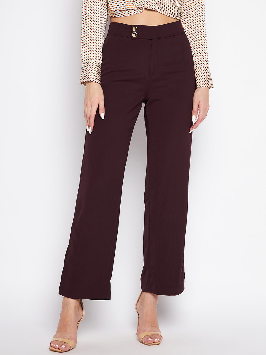 MADAME Wide Leg Trousers with Embellished Belted Waist