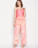 Camla Peach Satin Jumpsuit For Women