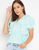 Camla Barcelona Ruffle Detail Mint Green Top