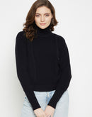 Camla Barcelona Cable Knit Black Turtleneck Sweater