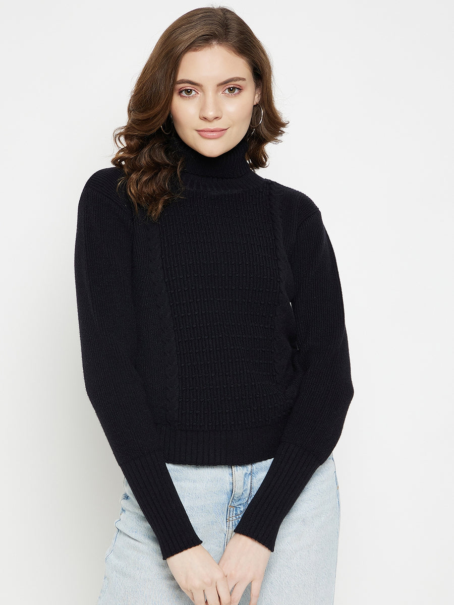 CAMLA Black Turtle Neck Pullover for Women