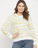 Madame Abstract Print Off White Feather Knit Sweater