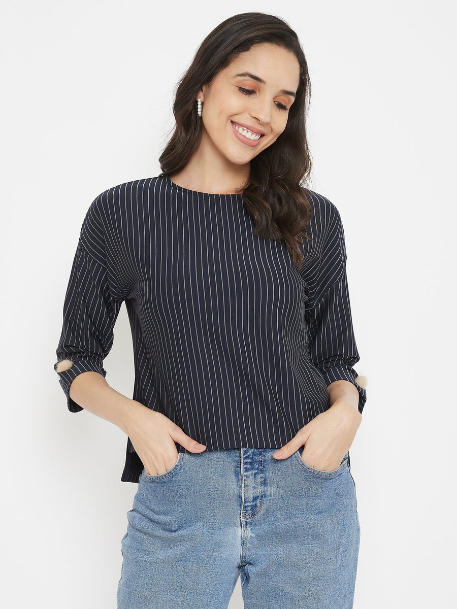 Madame  Navy Striped Top