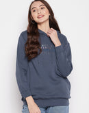 MADAME Printed Drawstring Hooded Sweatshirt