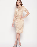 Camla Barcelona Beige Satin Dress