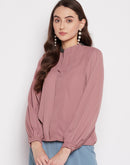 MADAME Dusty Pink Solid Chiffon Shirt