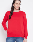 Madame Red Solid  Sweatshirt