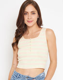 Camla Women Yellow Striped Crop Top