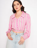 Madame Pink Notched Collar Shirt