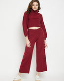 Camla Barcelona Cut-Out Crop Rust Red Top With Trouser Co-Ord Set