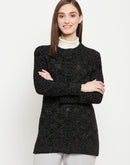 Madame Feather Knit Shimmery Black Cardigan