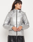 Madame Hooded Silver Puffer Jacket