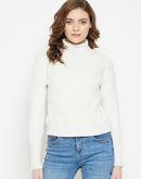 Camla Barcelona Textured Off-White Turtleneck Sweater