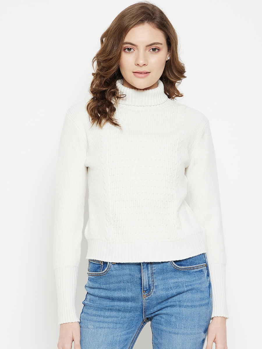 CAMLA Turtle Neck Ribbed Sleeve Sweater for Women