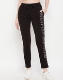 MSECRET Black Drawstring Cotton Trousers for Women