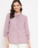 Madame  Purple Checked Knotted Top