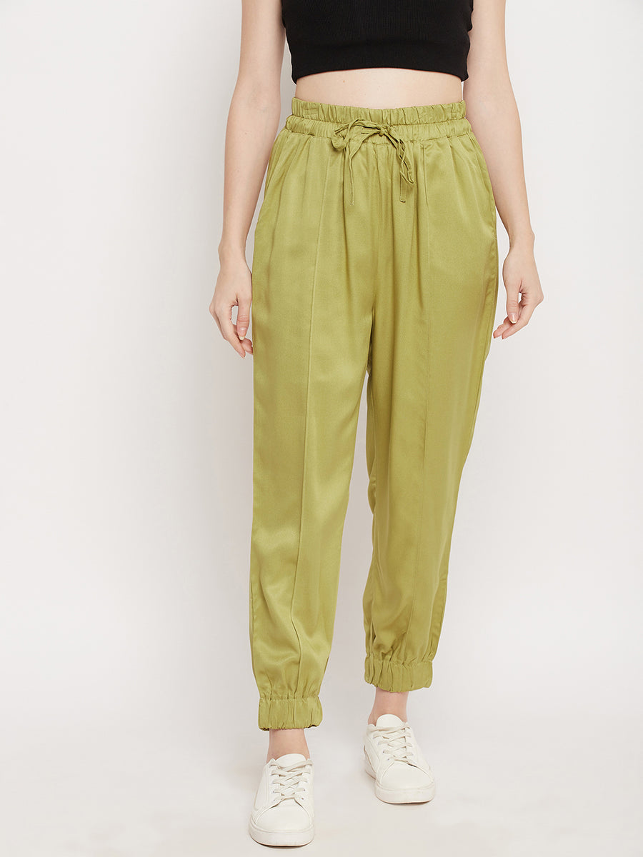 Madame Women Green Solid Jogger