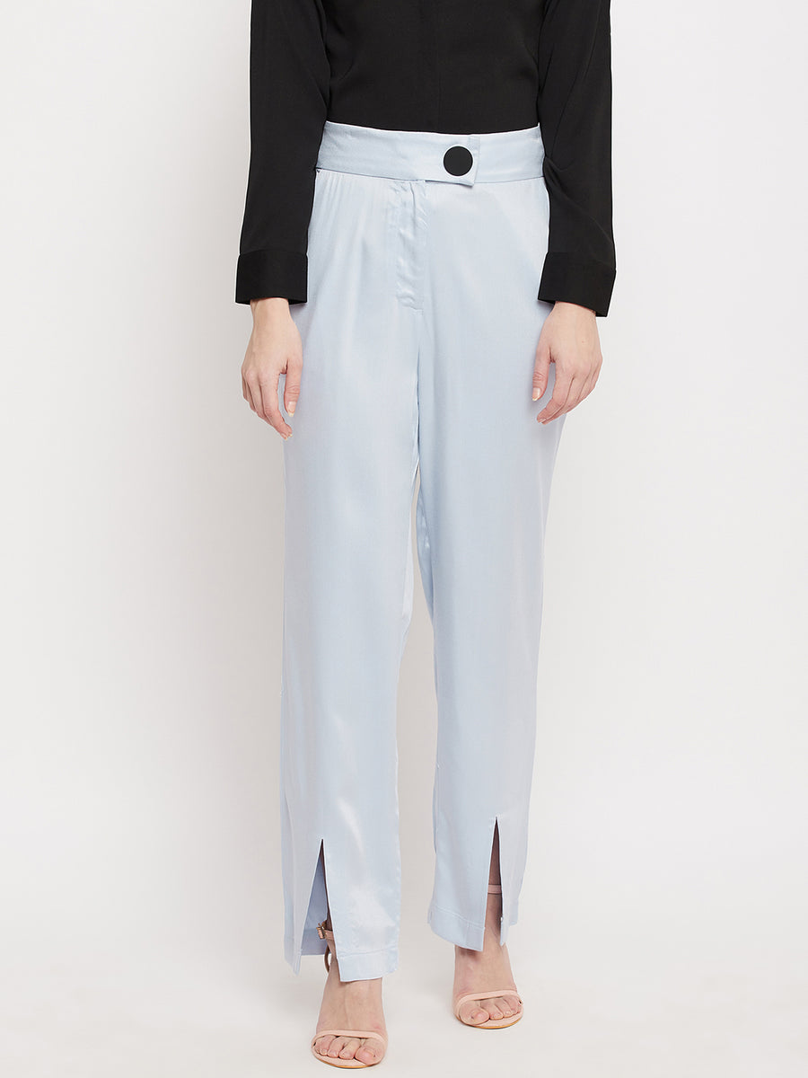 Madame  Sky Blue Straight Fit Trouser