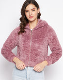 Madame Fur Sweatshirt with Collared Neckline and Zipper