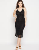 MADAME Black Camisole-Neckline Lace Bodycon Dress