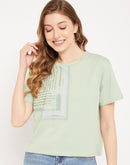Madame Sea Green Typography Top
