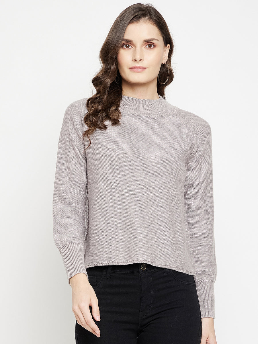 CAMLA Barcelona Grey Solid Sweater for Women
