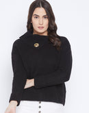Madame  Black Solid Sweater