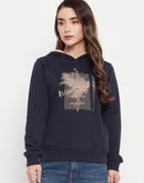 MADAME Printed Drawstring Navy Sweatshirt