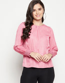 MADAME Solid Smock Neck Top