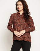 Madame Marble Printed Chocolate Shirt for Women