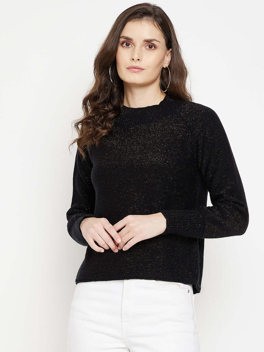 CAMLA Barcelona Black Solid Sweater for Women