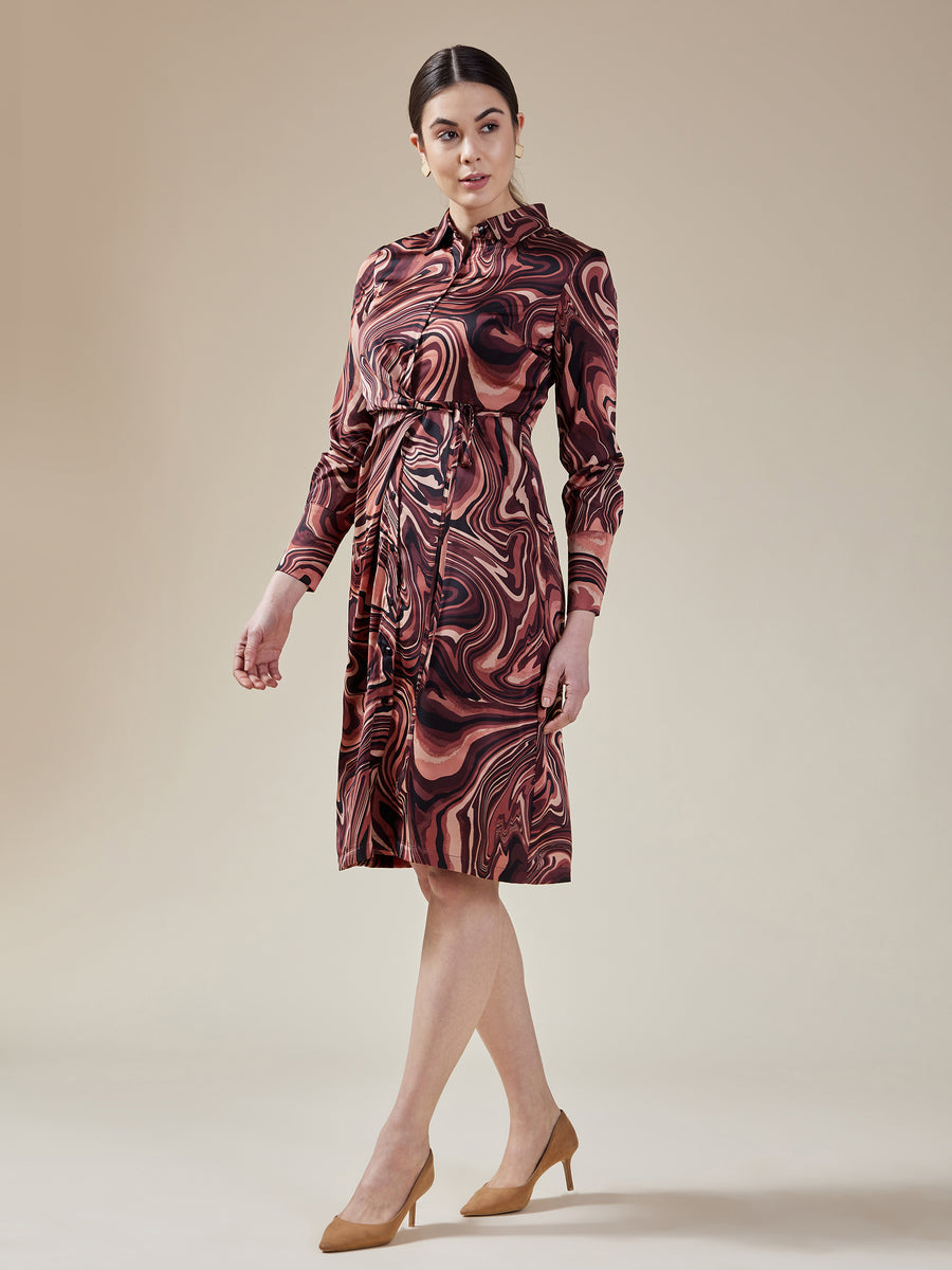 MADAME Marble Print Dress for Women